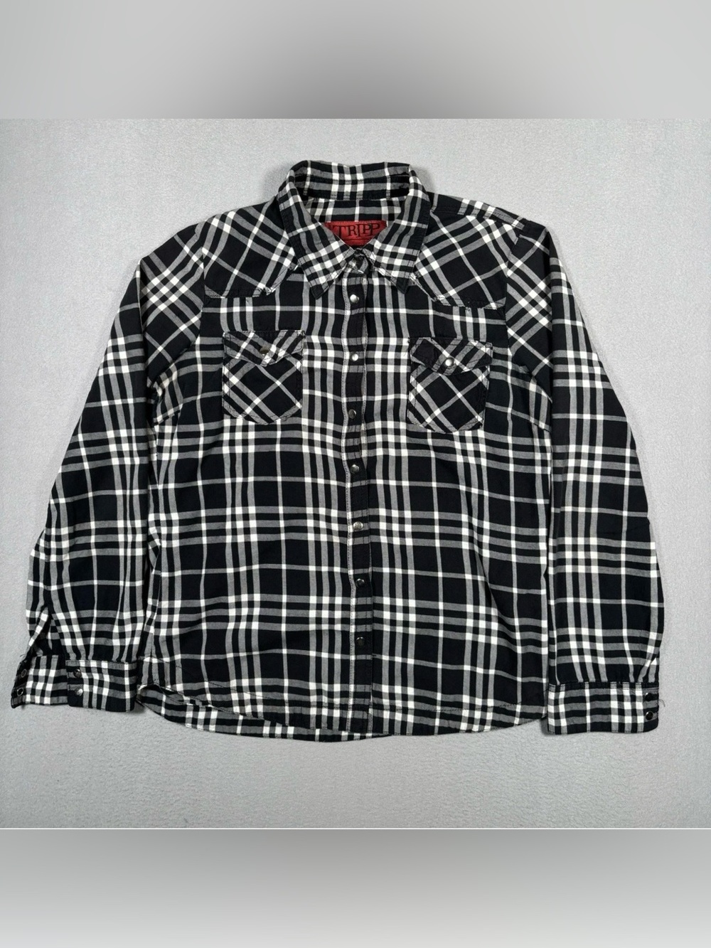 Vintage Tripp NYC Button Shirt Zippers Long Sleeve Women XL Y2K Goth Punk Grunge